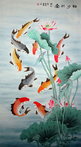 Koi Fish,50cm x 90cm(19〃 x 35〃),2011063-z