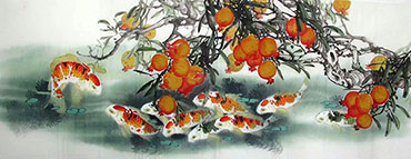 Chinese Koi Fish Painting,70cm x 180cm,2324048-x