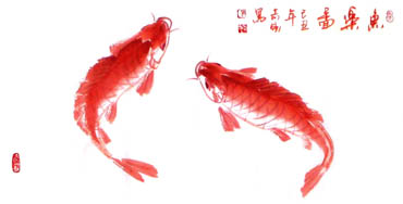 Chinese Koi Fish Painting,69cm x 34cm,2360018-x