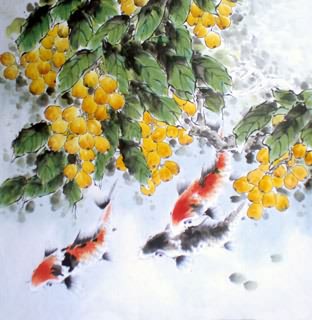 Chinese Koi Fish Painting,69cm x 69cm,2378004-x