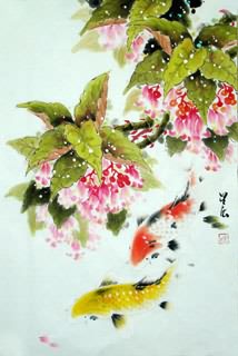 Chinese Koi Fish Painting,69cm x 46cm,2378006-x