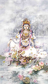 Chinese Kuan Yin Painting,120cm x 240cm,3011007-x