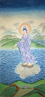 Chinese Kuan Yin Painting,80cm x 190cm,3011015-x