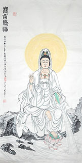 Chinese Kuan Yin Painting,66cm x 130cm,3011016-x