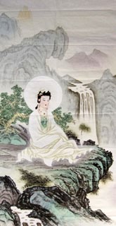 Chinese Kuan Yin Painting,66cm x 136cm,3082002-x