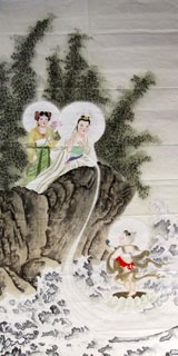 Chinese Kuan Yin Painting,66cm x 136cm,3082003-x