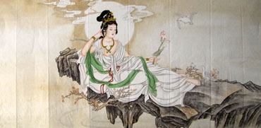 Chinese Kuan Yin Painting,66cm x 136cm,3082005-x