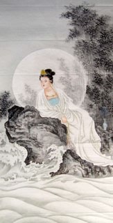 Chinese Kuan Yin Painting,66cm x 136cm,3082006-x