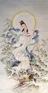 Chinese Kuan Yin Painting,66cm x 136cm,3082008-x