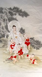 Chinese Kuan Yin Painting,66cm x 136cm,3082010-x