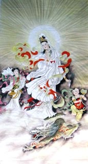Chinese Kuan Yin Painting,66cm x 136cm,3082011-x