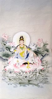Chinese Kuan Yin Painting,66cm x 136cm,3082017-x