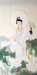 Chinese Kuan Yin Painting,66cm x 136cm,3082019-x