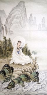 Chinese Kuan Yin Painting,66cm x 136cm,3082020-x