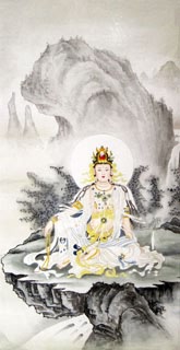 Chinese Kuan Yin Painting,66cm x 136cm,3082021-x