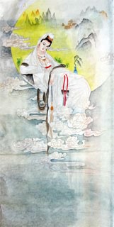 Chinese Kuan Yin Painting,66cm x 136cm,3082022-x