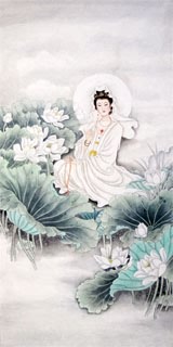 Chinese Kuan Yin Painting,66cm x 136cm,3082024-x