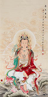 Chinese Kuan Yin Painting,66cm x 130cm,3384001-x
