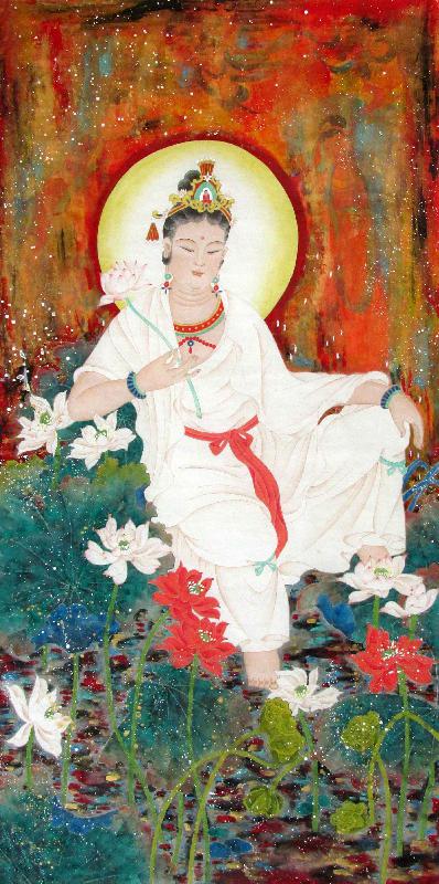 Chinese Kuan Yin Painting 3387004 68cm X 136cm27〃 X 54〃