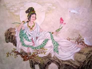 Chinese Kuan Yin Painting,63cm x 46cm,3425001-x