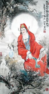 Chinese Kuan Yin Painting,69cm x 138cm,3447005-x