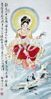 Chinese Kuan Yin Painting,50cm x 100cm,3518096-x