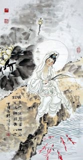 Chinese Kuan Yin Painting,50cm x 100cm,3518097-x