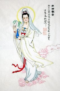 Chinese Kuan Yin Painting,69cm x 46cm,3519054-x