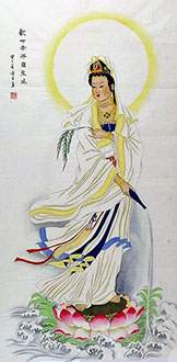 Chinese Kuan Yin Painting,66cm x 136cm,3547014-x