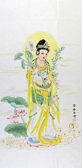 Chinese Kuan Yin Painting,66cm x 136cm,3547015-x