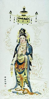 Chinese Kuan Yin Painting,66cm x 136cm,3547016-x
