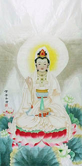 Chinese Kuan Yin Painting,66cm x 136cm,3547018-x