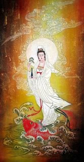 Chinese Kuan Yin Painting,66cm x 130cm,3756003-x