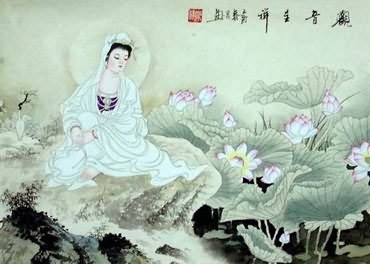 Chinese Kuan Yin Painting,40cm x 40cm,3757004-x
