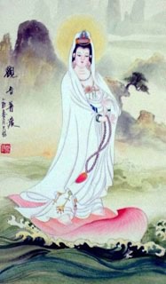 Chinese Kuan Yin Painting,48cm x 76cm,3757007-x