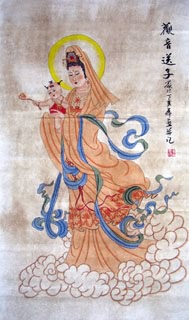 Chinese Kuan Yin Painting,50cm x 100cm,3759002-x