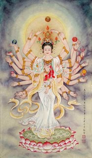Chinese Kuan Yin Painting,65cm x 105cm,3761004-x