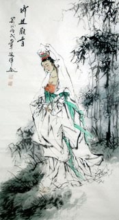 Chinese Kuan Yin Painting,66cm x 130cm,3763002-x