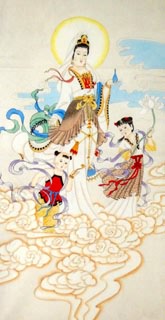 Chinese Kuan Yin Painting,50cm x 100cm,3764003-x