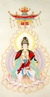 Chinese Kuan Yin Painting,50cm x 100cm,3764006-x