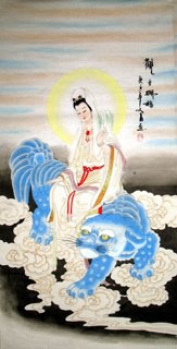 Chinese Kuan Yin Painting,66cm x 136cm,3766001-x