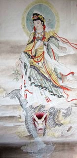 Chinese Kuan Yin Painting,69cm x 138cm,3793005-x