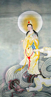 Chinese Kuan Yin Painting,69cm x 138cm,3802032-x