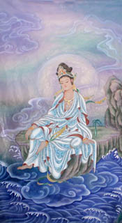 Chinese Kuan Yin Painting,60cm x 110cm,3803004-x