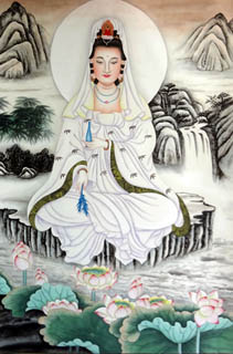 Chinese Kuan Yin Painting,65cm x 100cm,3803005-x