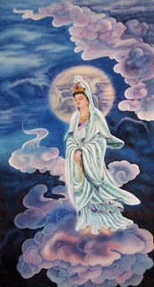 Chinese Kuan Yin Painting,55cm x 100cm,3803006-x