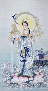 Chinese Kuan Yin Painting,66cm x 136cm,3807016-x