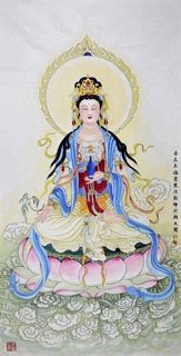 Chinese Kuan Yin Painting,66cm x 136cm,3807017-x
