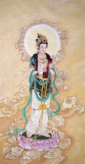 Chinese Kuan Yin Painting,66cm x 136cm,3807018-x