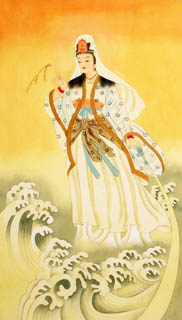 Chinese Kuan Yin Painting,55cm x 95cm,3809004-x